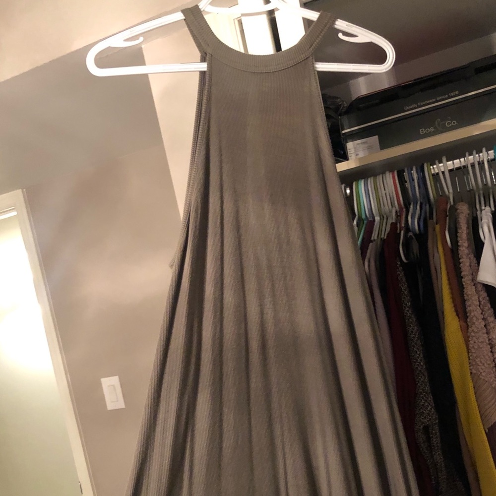 High Neck Olive Green Dress